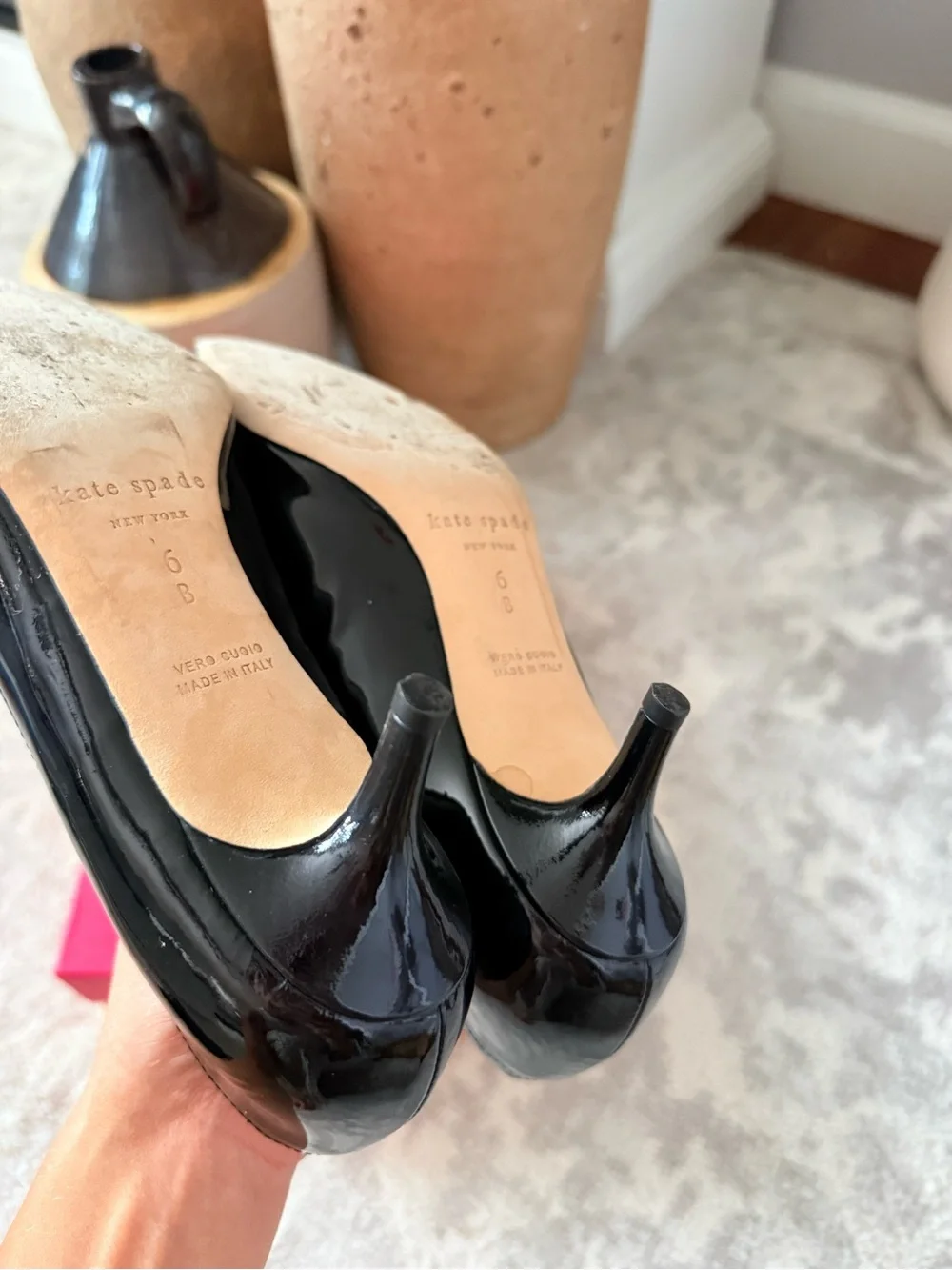 kate spade Black Patent Bow Pointed-Toe kitten heel